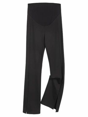 Black Maternity Straight-Leg Pants with Comfort Panel